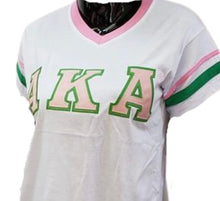 Load image into Gallery viewer, AKA V-neck Stripe T-shirt