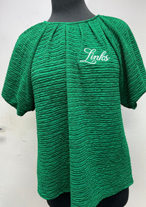 LINKS Green Puff Sleeve Blouse