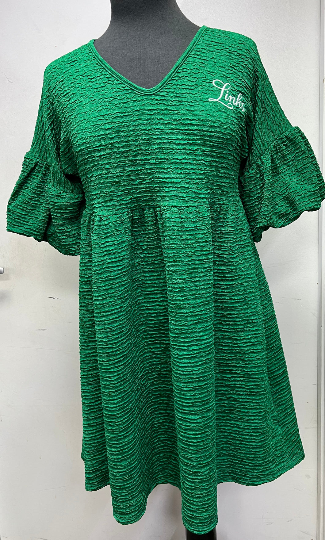 LINKS Green Puff Sleeve Dress