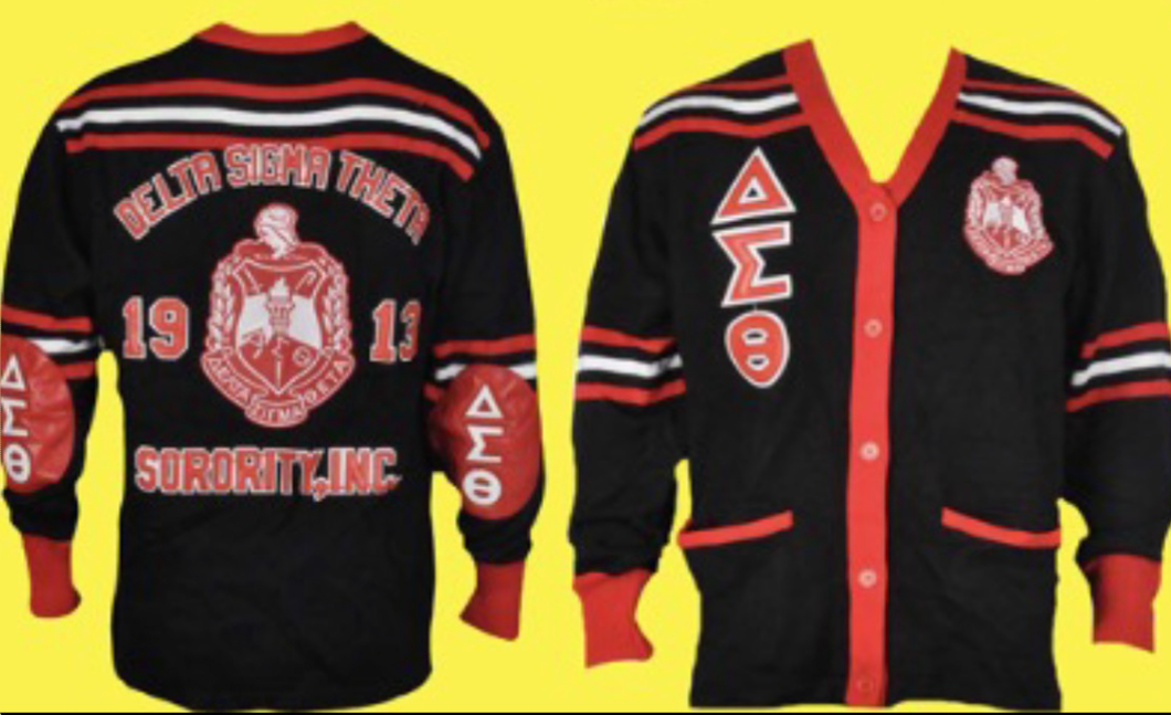 Delta Sigma Theta Black Letterman Cardigan