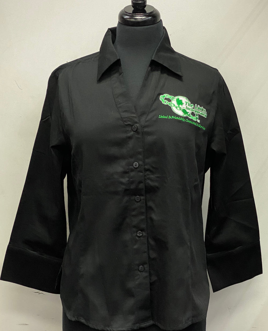 Links Black Button Down Shirt  (Size Up)