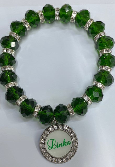 Links Green Crystal Stretch Bracelet #4