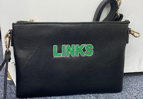 LINKS Clutch Handbag w/ wristlet and Shoulder Strap