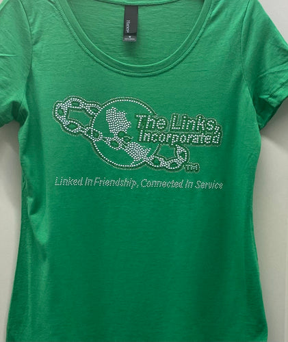Links Rhinestone Logo Fitted Shirt (Size Up)
