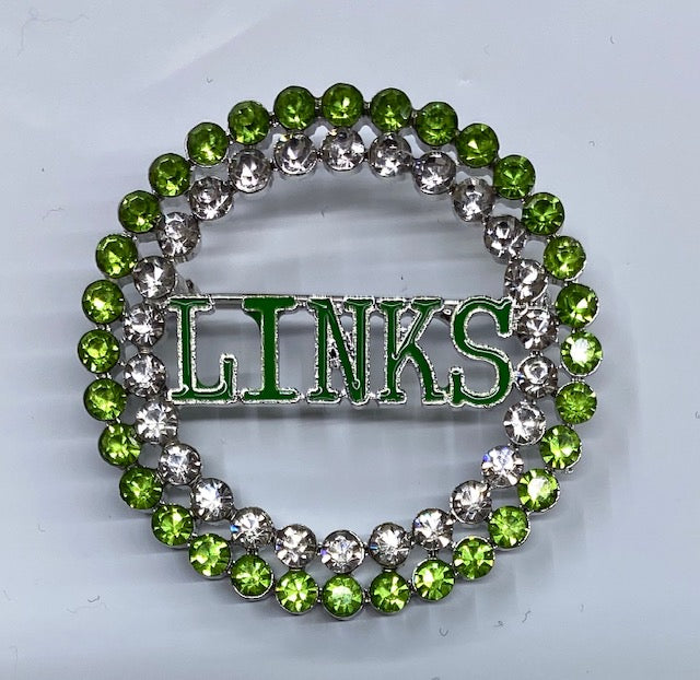 LINKS Rhinestone Round Pin