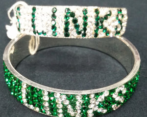 Links Rhinestone Bangle Bracelet Silver or Green