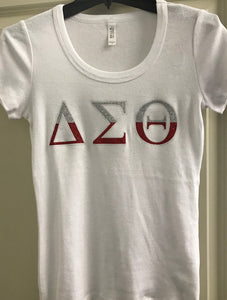 Delta 3/Letter Rhinestone Fitted Tee